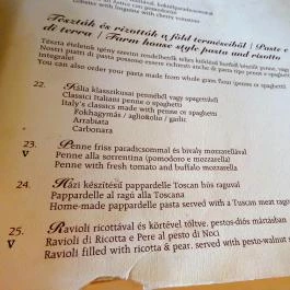 Toscana Trattoria, Budapest - Étlap/itallap