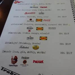 Trabant Galeri Bisztró Budapest - Étlap/itallap