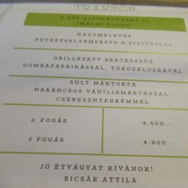 Traktor Farmfood Restaurant Budapest - Étlap/itallap