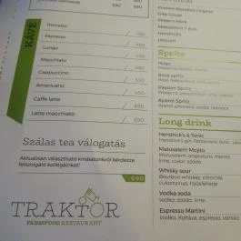 Traktor Farmfood Restaurant Budapest - Étlap/itallap