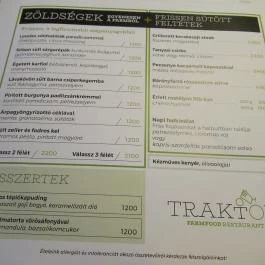 Traktor Farmfood Restaurant Budapest - Étlap/itallap