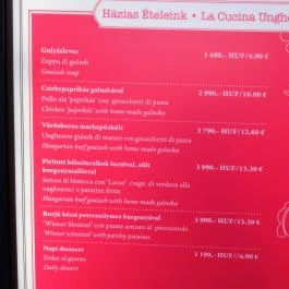 Trattoria Barca Bianca Budapest - Étlap/itallap
