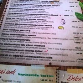 Trattoria Mamma Étterem, Budapest - Étlap/itallap