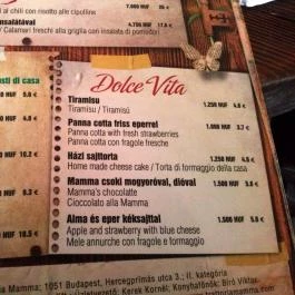 Trattoria Mamma Étterem, Budapest - Étlap/itallap
