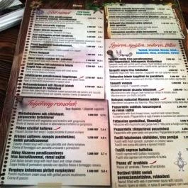 Trattoria Mamma Étterem, Budapest - Étlap/itallap