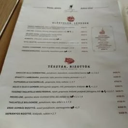 Trattoria Serafina Budapest - Étlap/itallap