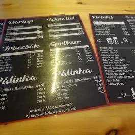 Traveler's Bistro Budapest - Étlap/itallap
