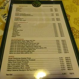 Trófea Grill Étterem - Újbuda Budapest - Étlap/itallap