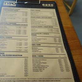 Typo Bar Budapest - Étlap/itallap