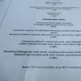 Udvarház Étterem Budapest - Étlap/itallap