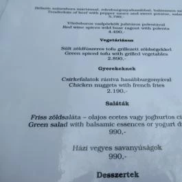 Udvarház Étterem Budapest - Étlap/itallap