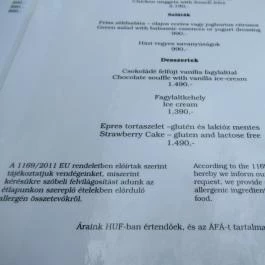 Udvarház Étterem Budapest - Étlap/itallap