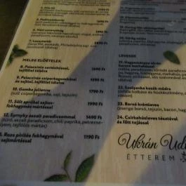 Ukrán Udvar Étterem Budapest - Étlap/itallap