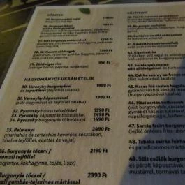 Ukrán Udvar Étterem Budapest - Étlap/itallap