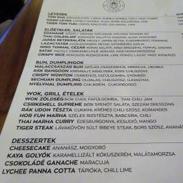 Urban Tiger Budapest - Étlap/itallap