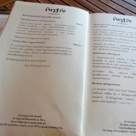 Üvegház Étterem Sződliget - Étlap/itallap