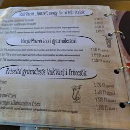 Vakvarjú Vendéglő - Buda Budapest - Étlap/itallap