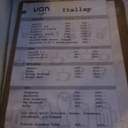 VAN Bisztró, Budapest - Étlap/itallap