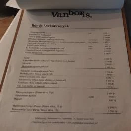 Van Boris Borbár Budapest - Étlap/itallap