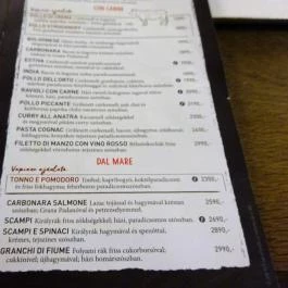 Vapiano Étterem - Belváros Budapest - Étlap/itallap