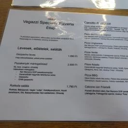 Vegażżi Budapest - Étlap/itallap