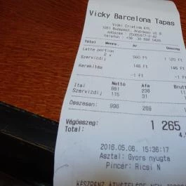 Vicky Barcelona - Gozsdu Udvar Budapest - Étlap/itallap