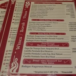 Vicky Barcelona - Gozsdu Udvar Budapest - Étlap/itallap