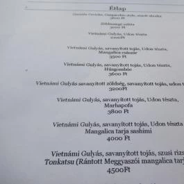 Vietnámi Gulyás Budapest - Étlap/itallap