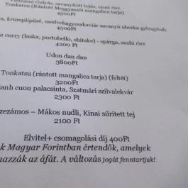 Vietnámi Gulyás Budapest - Étlap/itallap