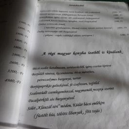 Víg Kalmár Étterem Budapest - Étlap/itallap