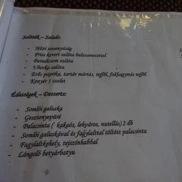 Vincellér Panzió étterme, Gyöngyös - Étlap/itallap