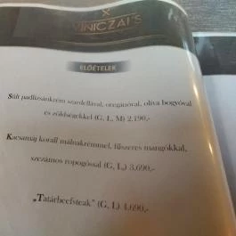 Viniczai's Restaurant & Bar, Székesfehérvár - Étlap/itallap