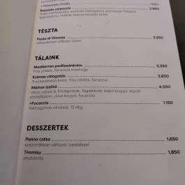 Vinozza Budapest - Étlap/itallap