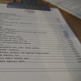 Vokál Rock Bistro Budapest - Étlap/itallap