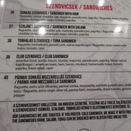 Wake Up - Gourmet Bár Budapest - Étlap/itallap