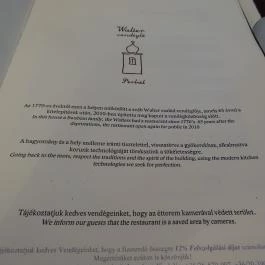 Walter Vendéglő Perbál - Étlap/itallap