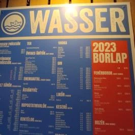 Wasser Bar & Grill Budapest - Étlap/itallap