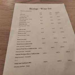 Wine the Gap Budapest Budapest - Étlap/itallap