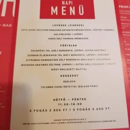 Yugo Resto bar Budapest - Étlap/itallap