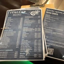 Zenta Craft Budapest - Étlap/itallap