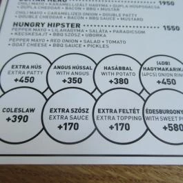 Zing Burger - Nyugati Budapest - Étlap/itallap