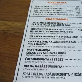 Zing Burger - Nyugati Budapest - Étlap/itallap