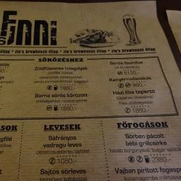 Zip’s Brewhouse Miskolc - Étlap/itallap