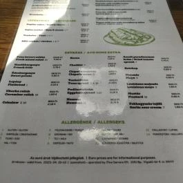 Zöld Küllő Bistro Budapest - Étlap/itallap