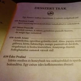 Zöld Teknős Barlangja - Native Teaház Budapest - Étlap/itallap