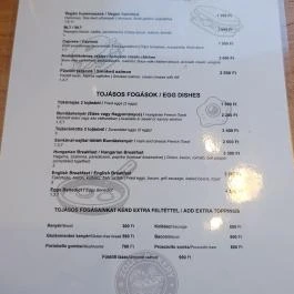 Zoli's Café Bakery Budapest - Étlap/itallap