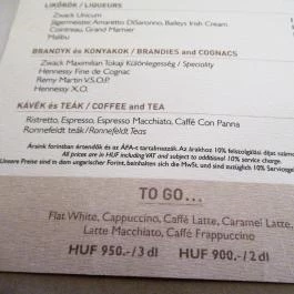 Zsolnay Kávéház Budapest - Étlap/itallap