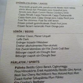 Zsolnay Kávéház Budapest - Étlap/itallap
