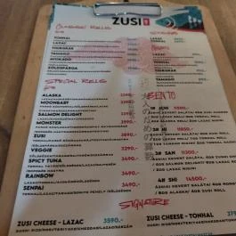 Zusi Budapest - Étlap/itallap