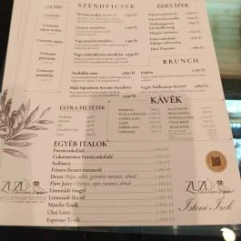 Zuzu Cafe & Bakery Budapest - Étlap/itallap